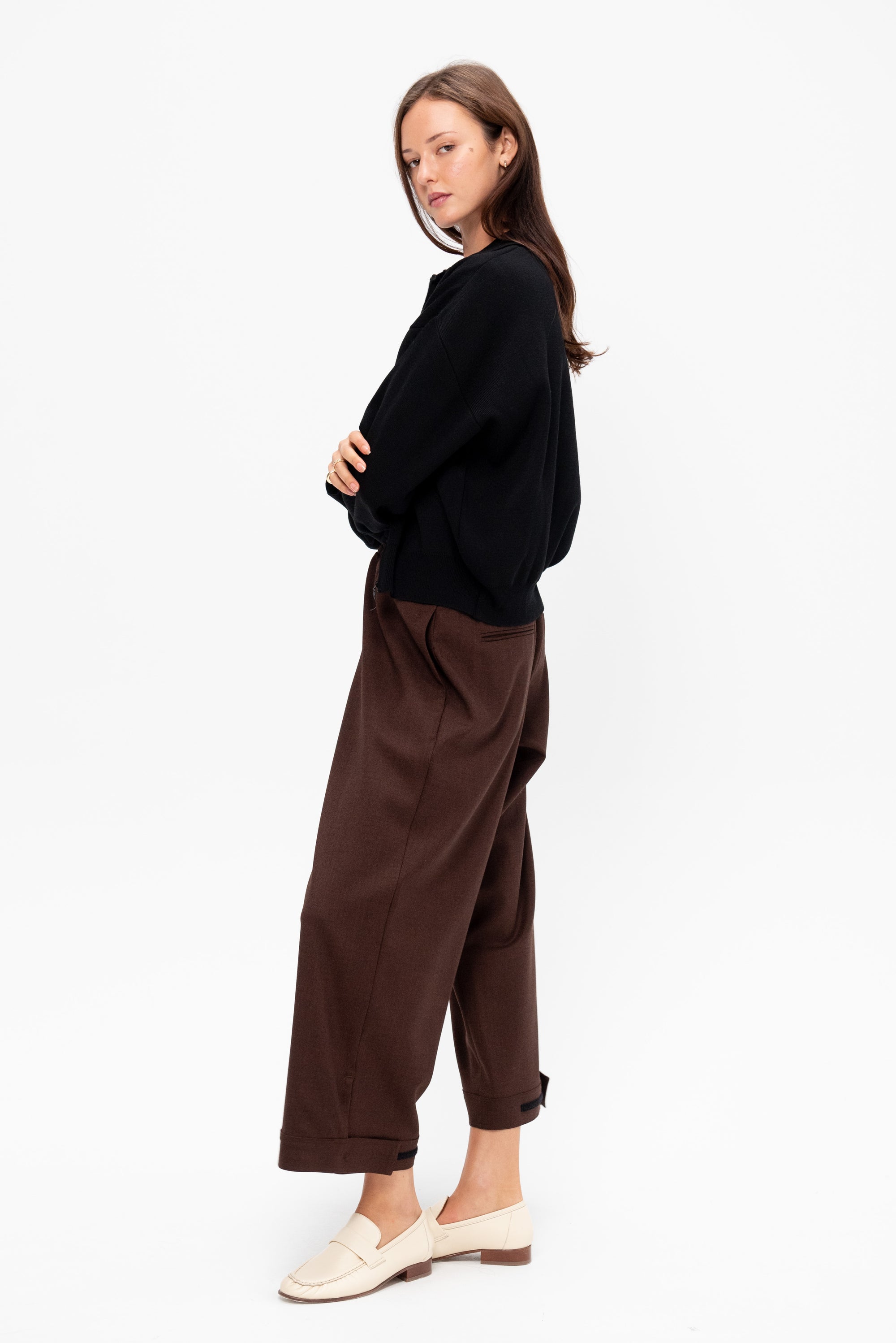 Diego - Knit Jacket Rick-Rack Edged Collar, Deep Black