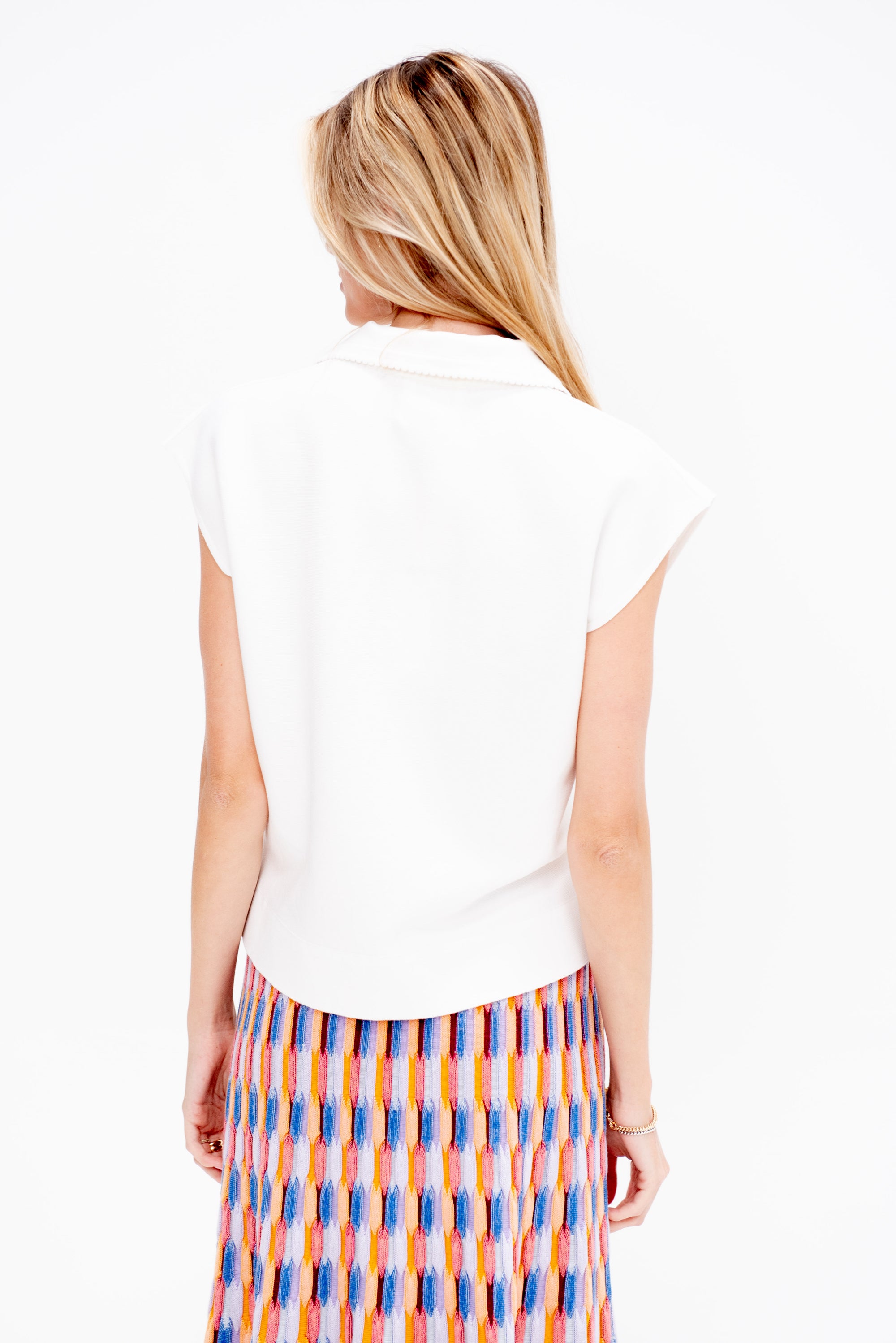 Sleeveless Knit Shirt, Milk