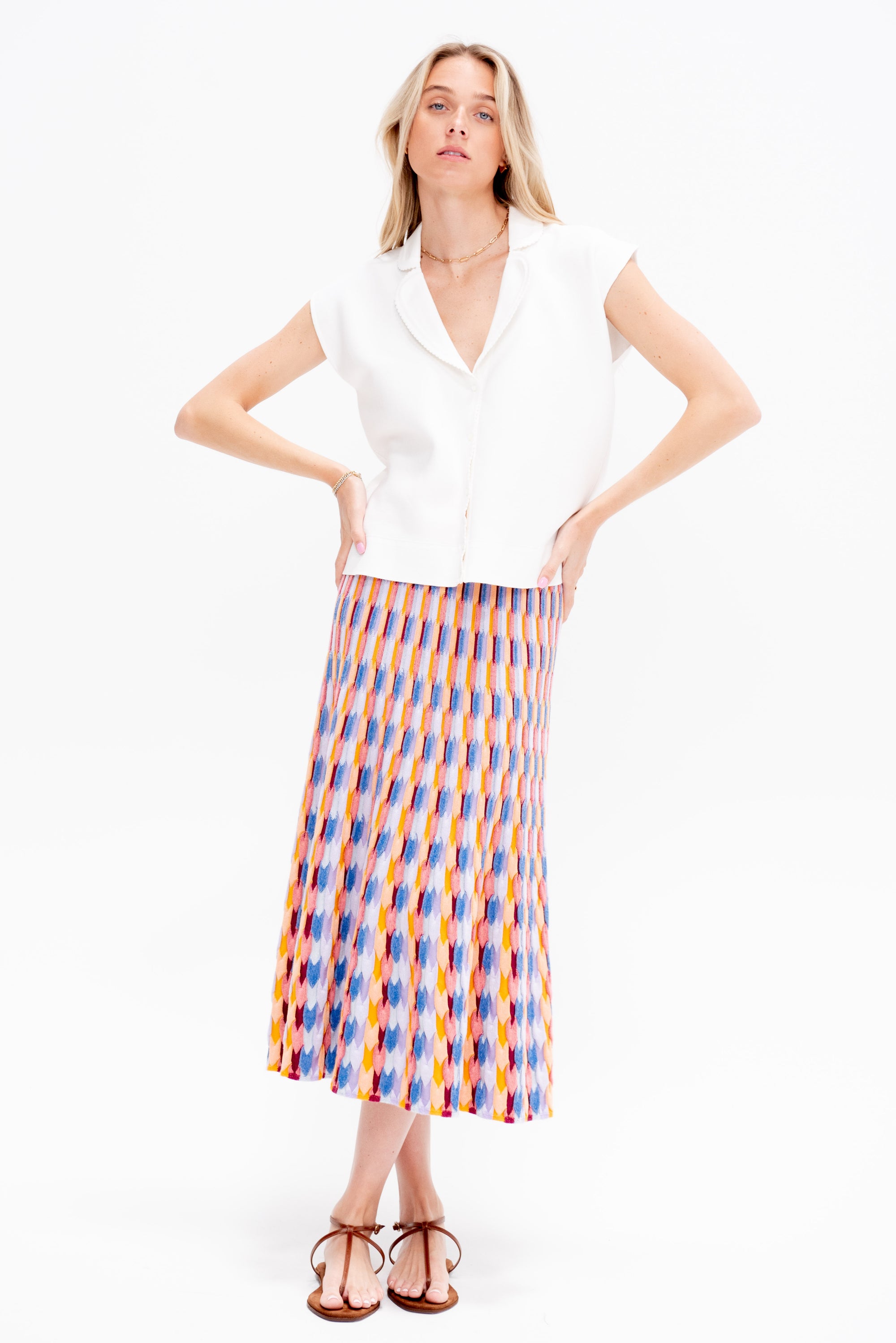 Sleeveless Knit Shirt, Milk