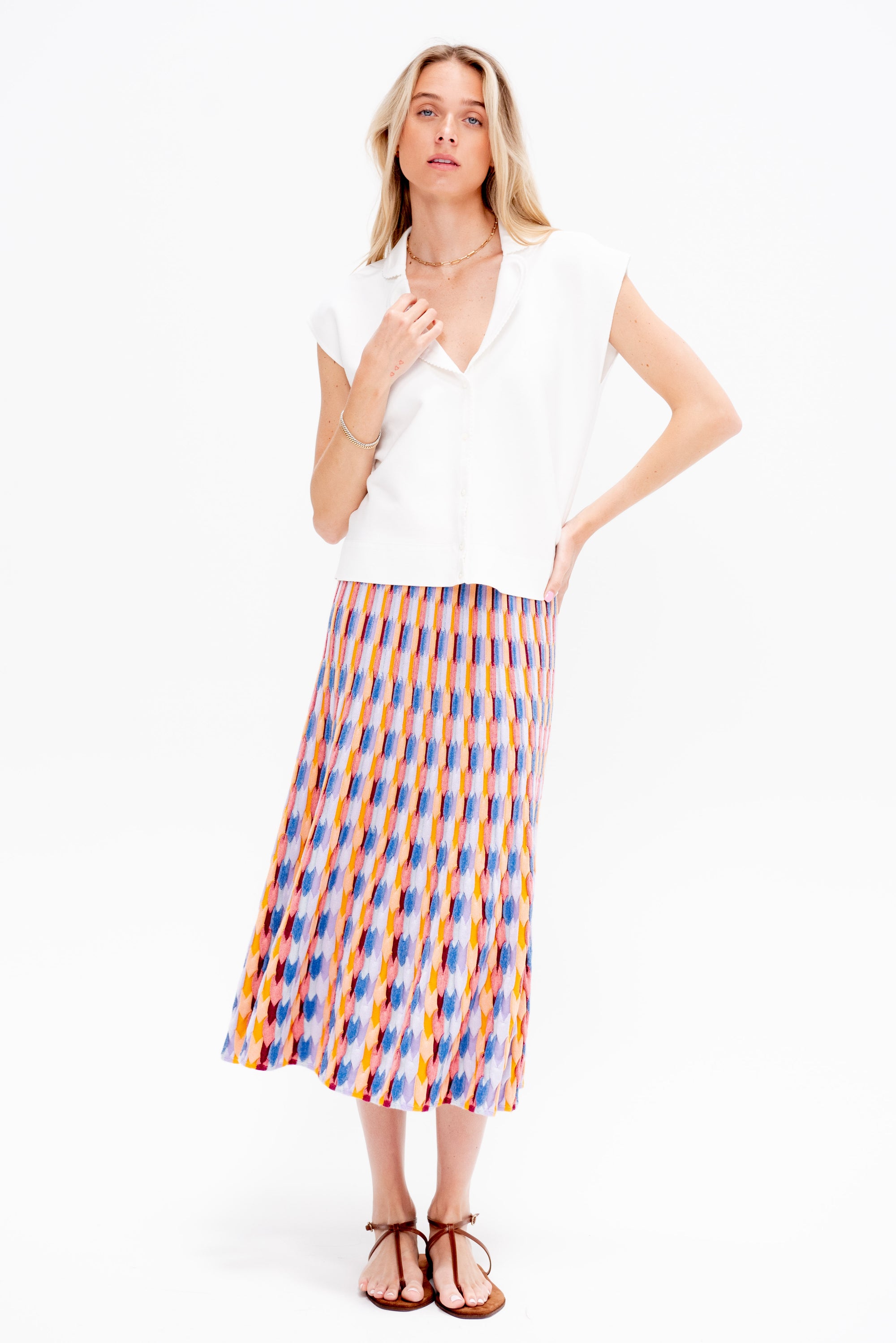 Sleeveless Knit Shirt, Milk