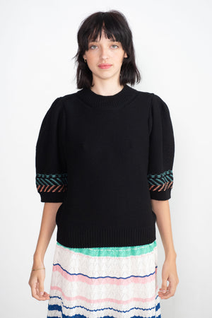MOLLI - Verbena Colorful Herringbone Knit, Noir Vert