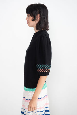 MOLLI - Verbena Colorful Herringbone Knit, Noir Vert
