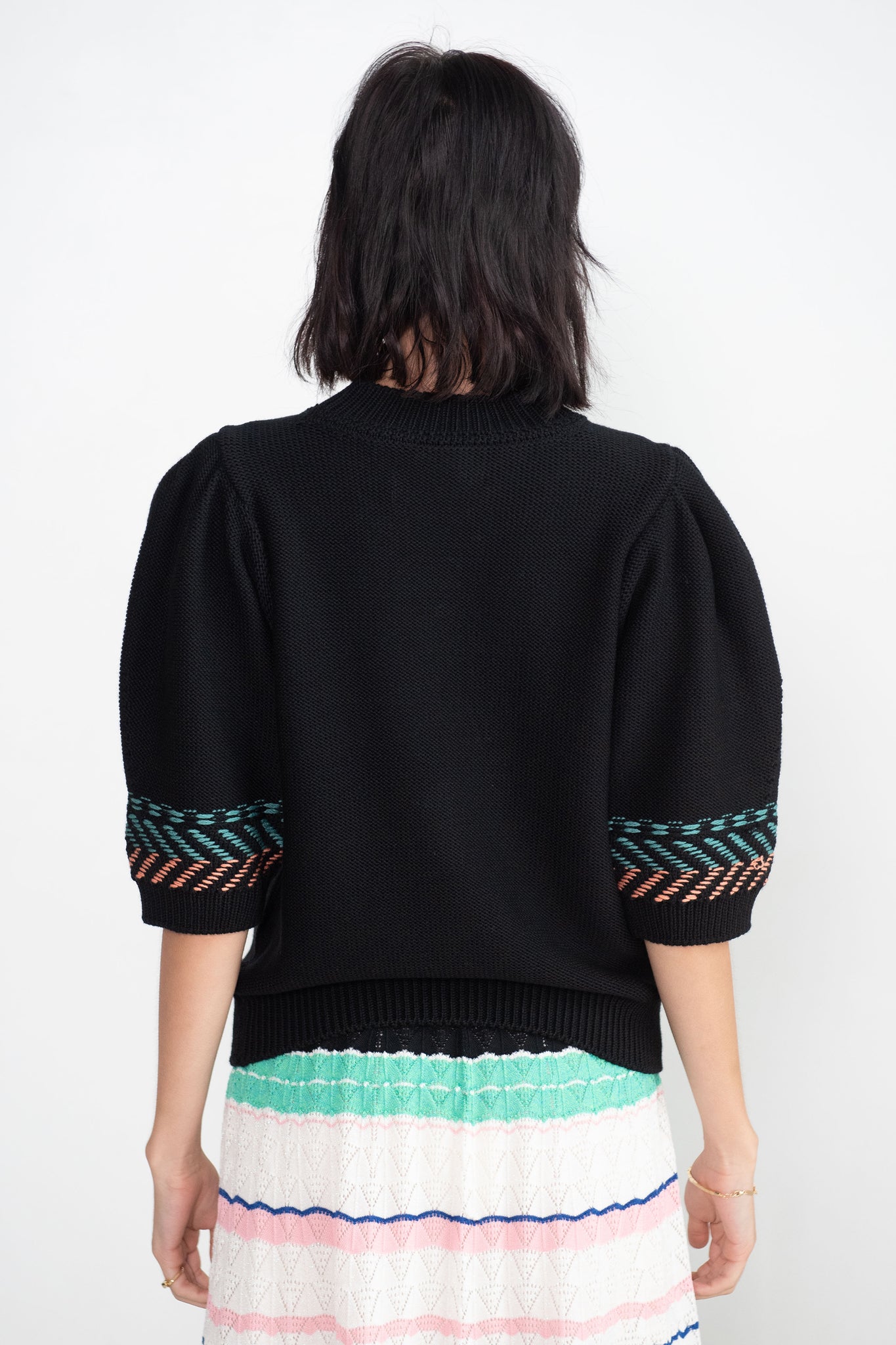 MOLLI - Verbena Colorful Herringbone Knit, Noir Vert
