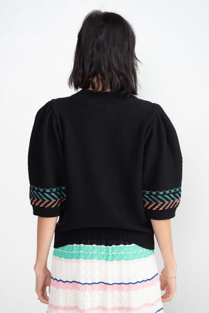 MOLLI - Verbena Colorful Herringbone Knit, Noir Vert