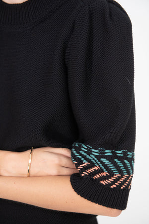 MOLLI - Verbena Colorful Herringbone Knit, Noir Vert