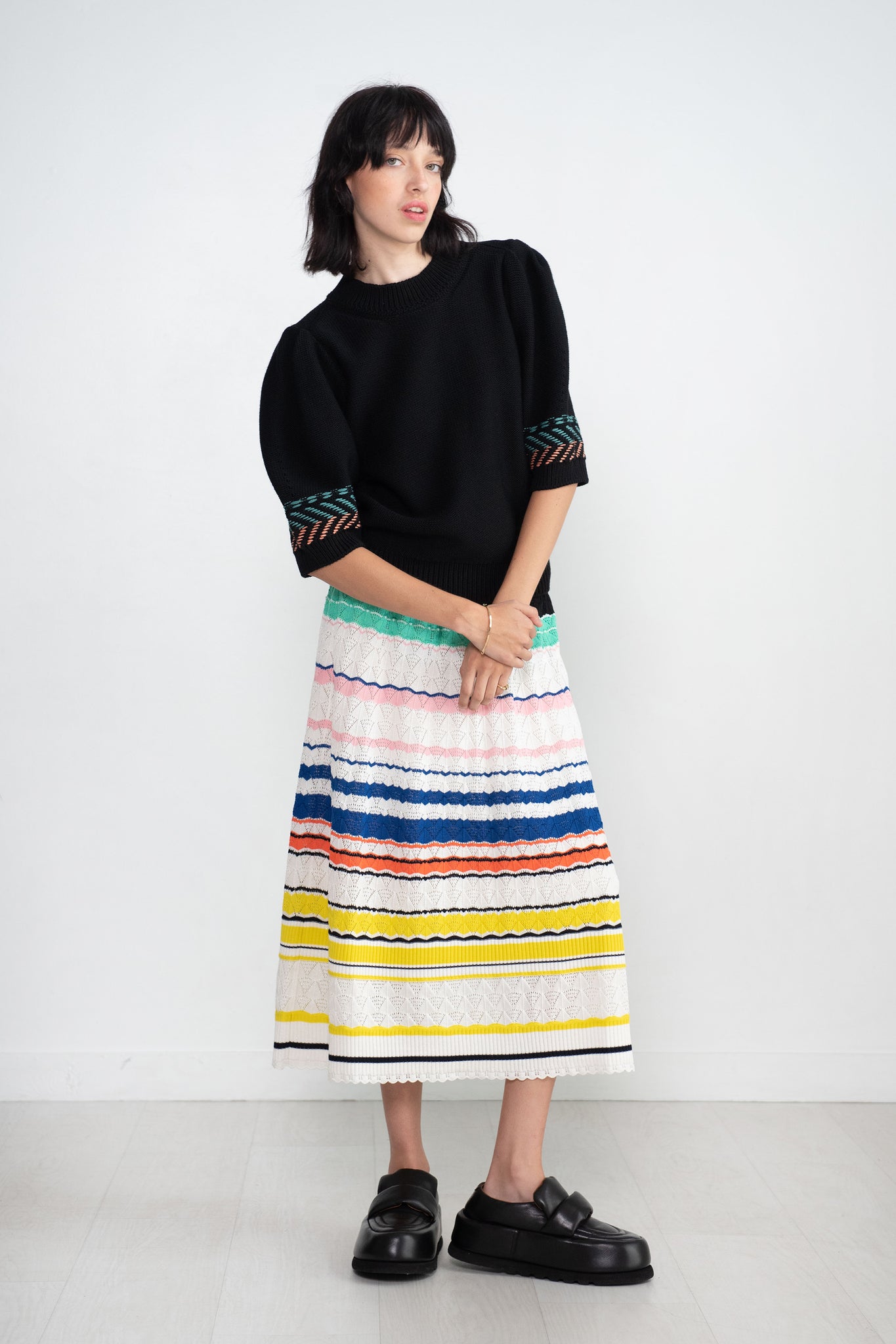 MOLLI - Verbena Colorful Herringbone Knit, Noir Vert