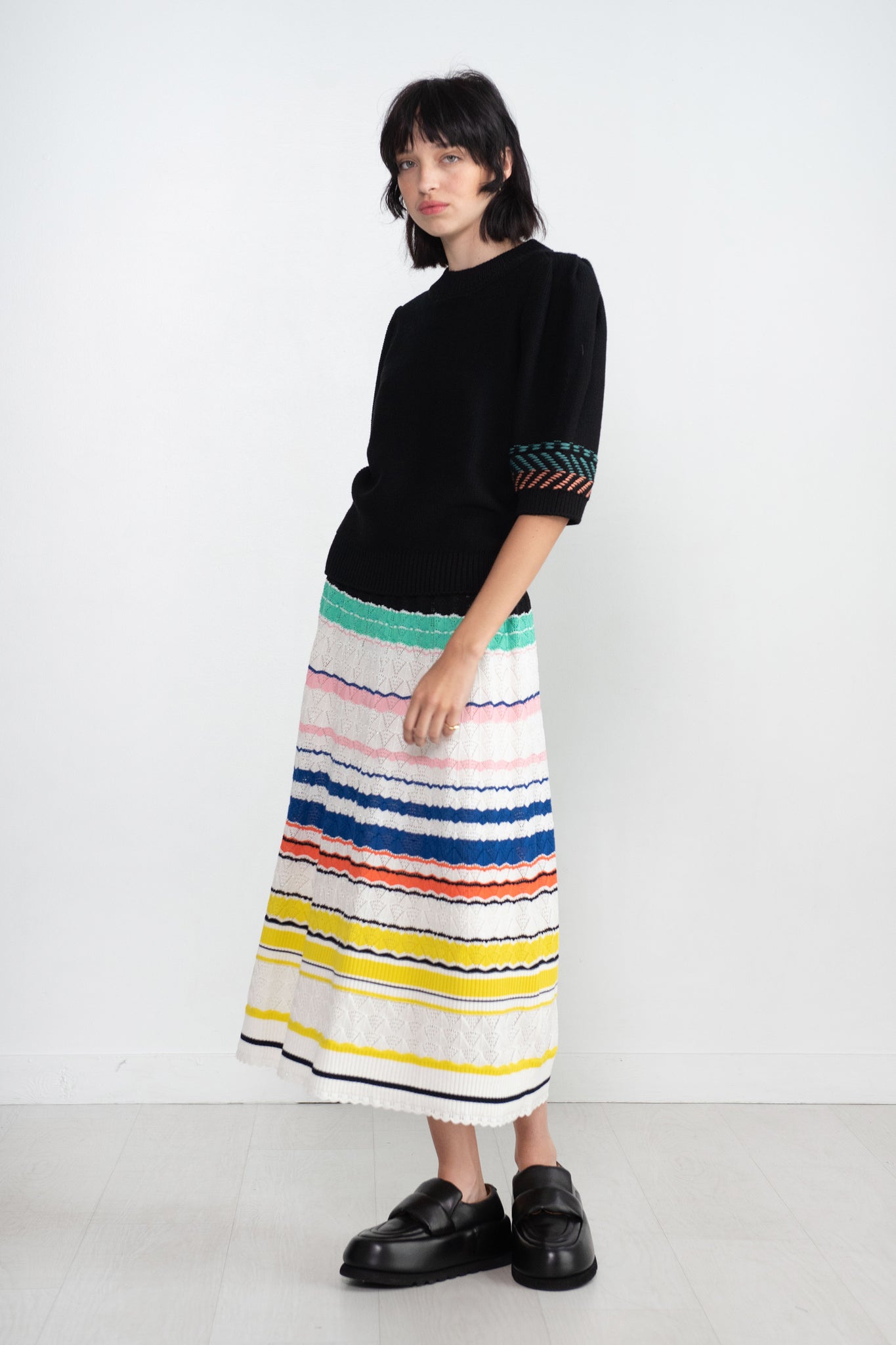 MOLLI - Verbena Colorful Herringbone Knit, Noir Vert