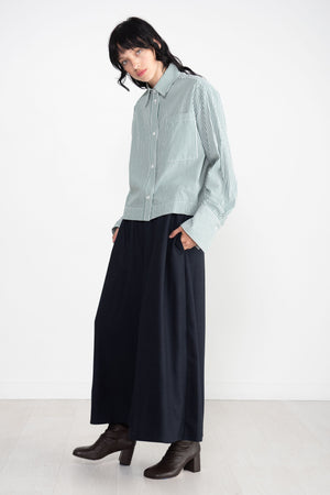 Nomia - Cropped Button Down Shirt, Grass and White