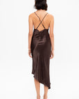 Crossback Halter Dress, Dark Brown