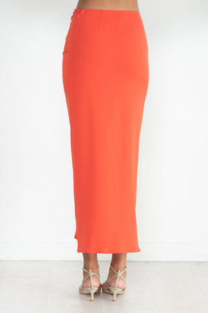 Gathered Maxi Skirt, Flame
