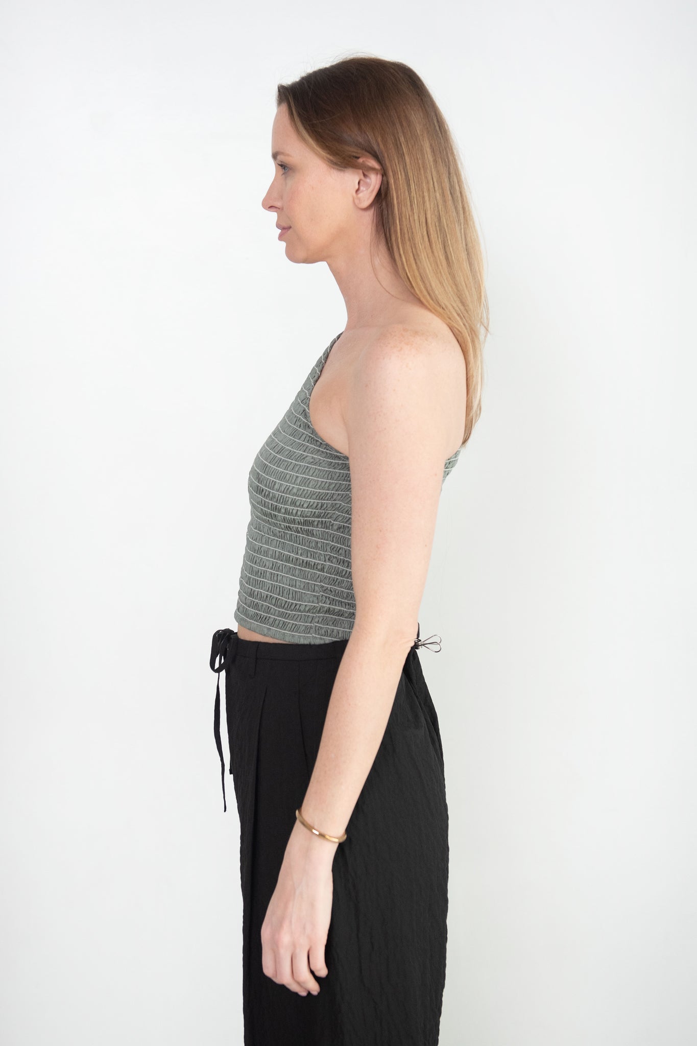 Nomia - Smocked One Shoulder, Silver