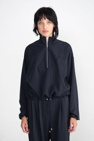 Nomia - Zip Front Pullover, Midnight & White