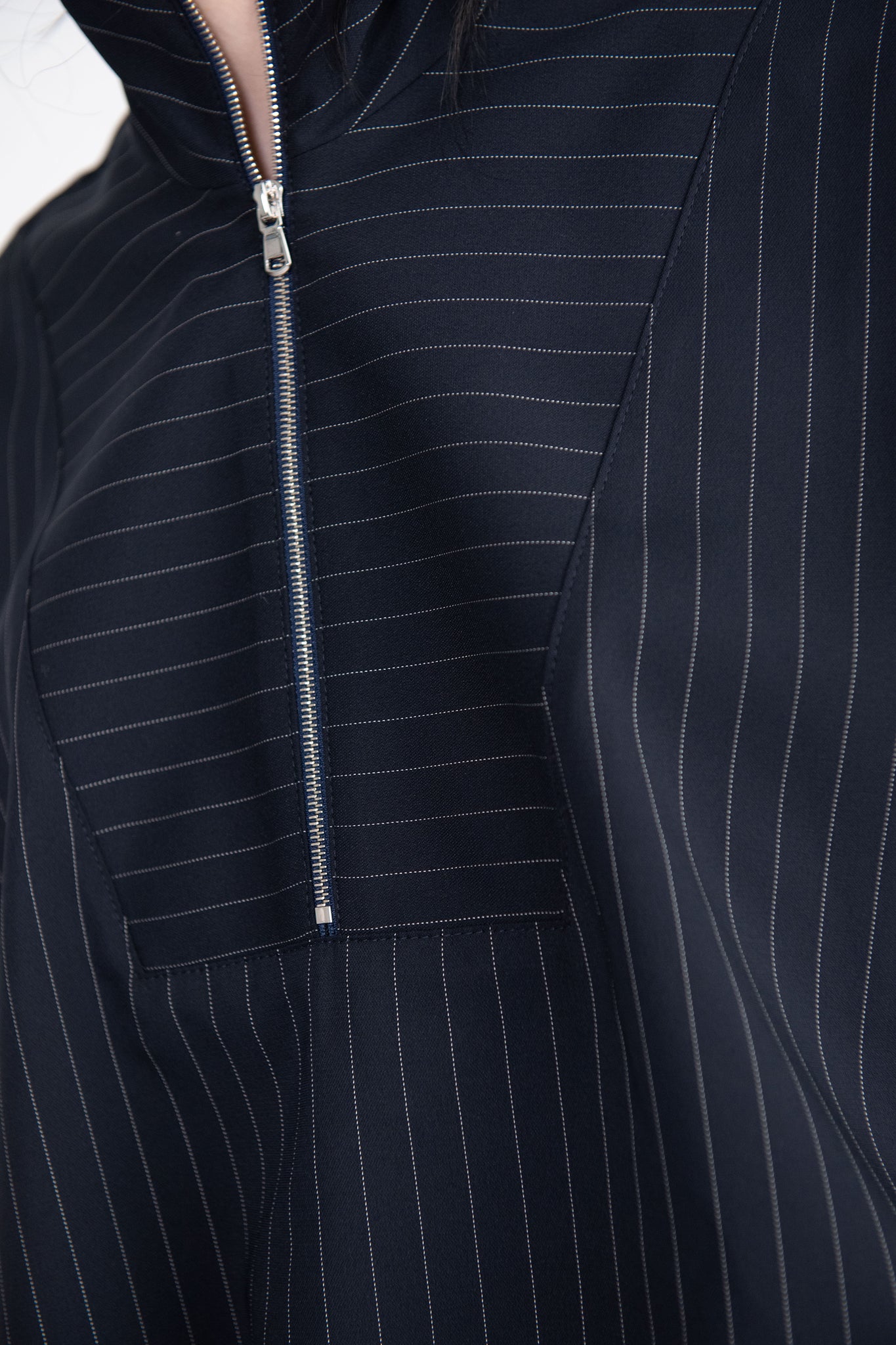 Nomia - Zip Front Pullover, Midnight & White