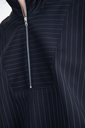Nomia - Zip Front Pullover, Midnight & White