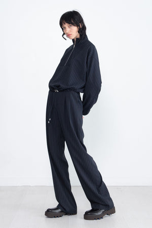 Nomia - Zip Front Pullover, Midnight & White