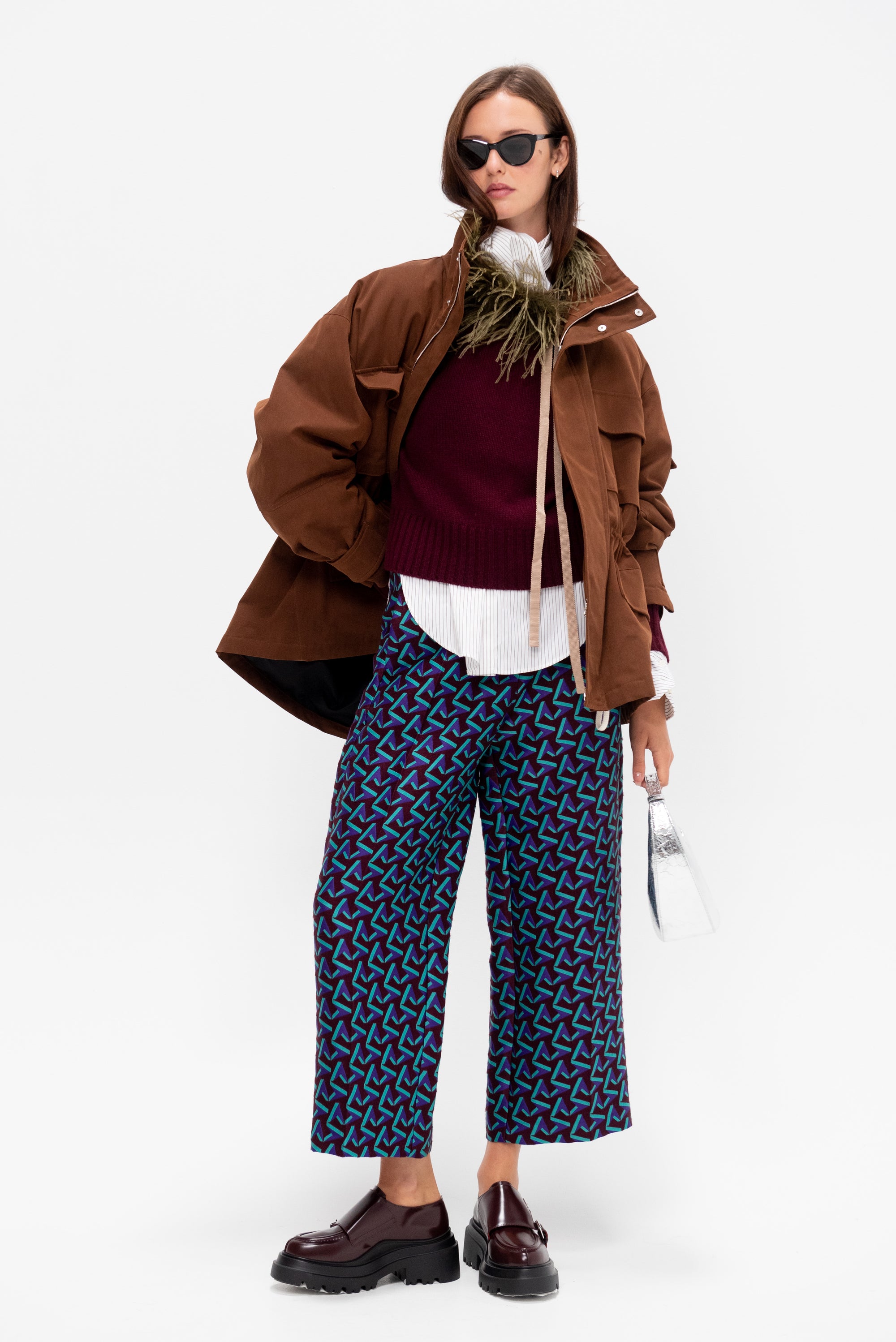 Geometric Pants, Burgundy
