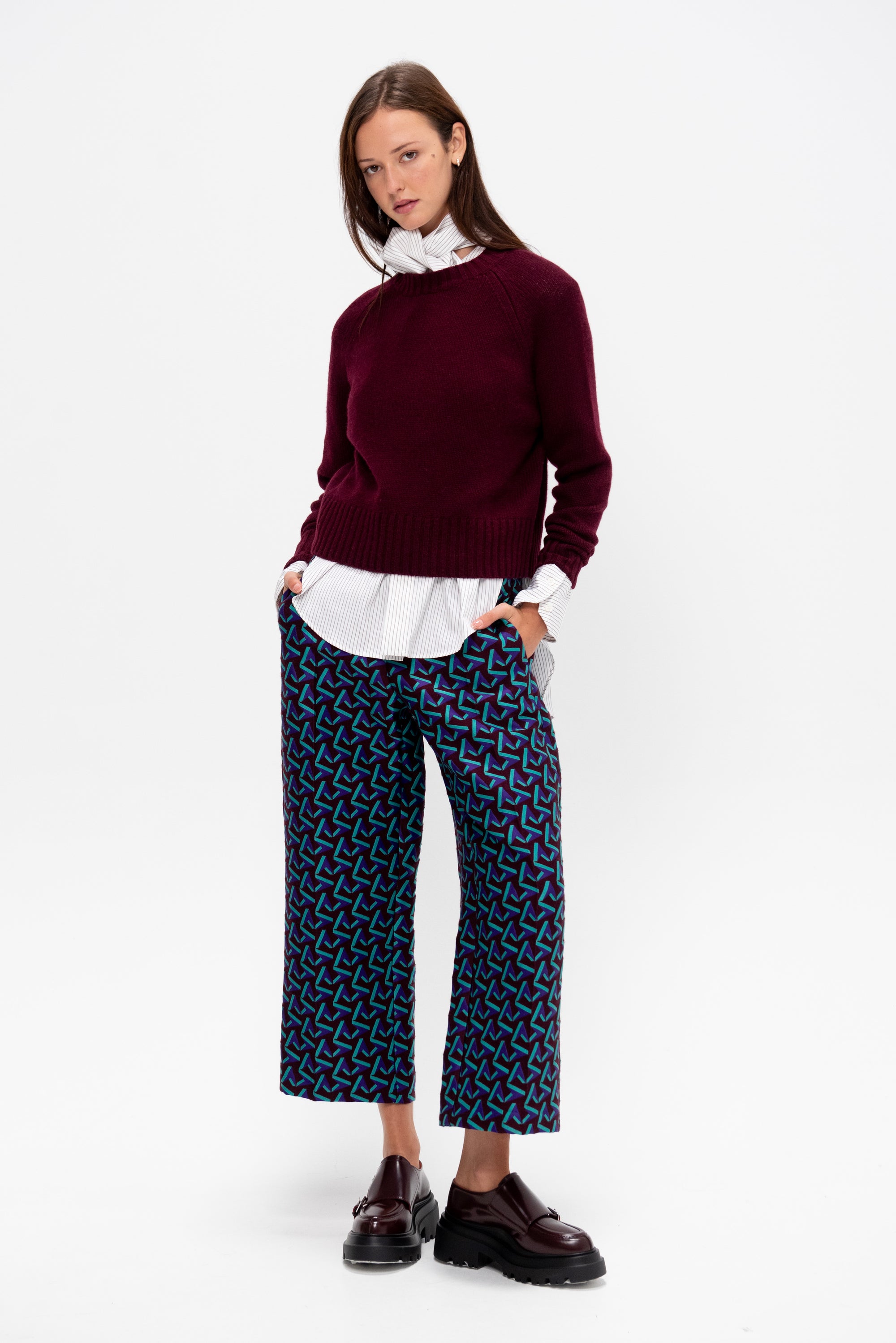 Geometric Pants, Burgundy