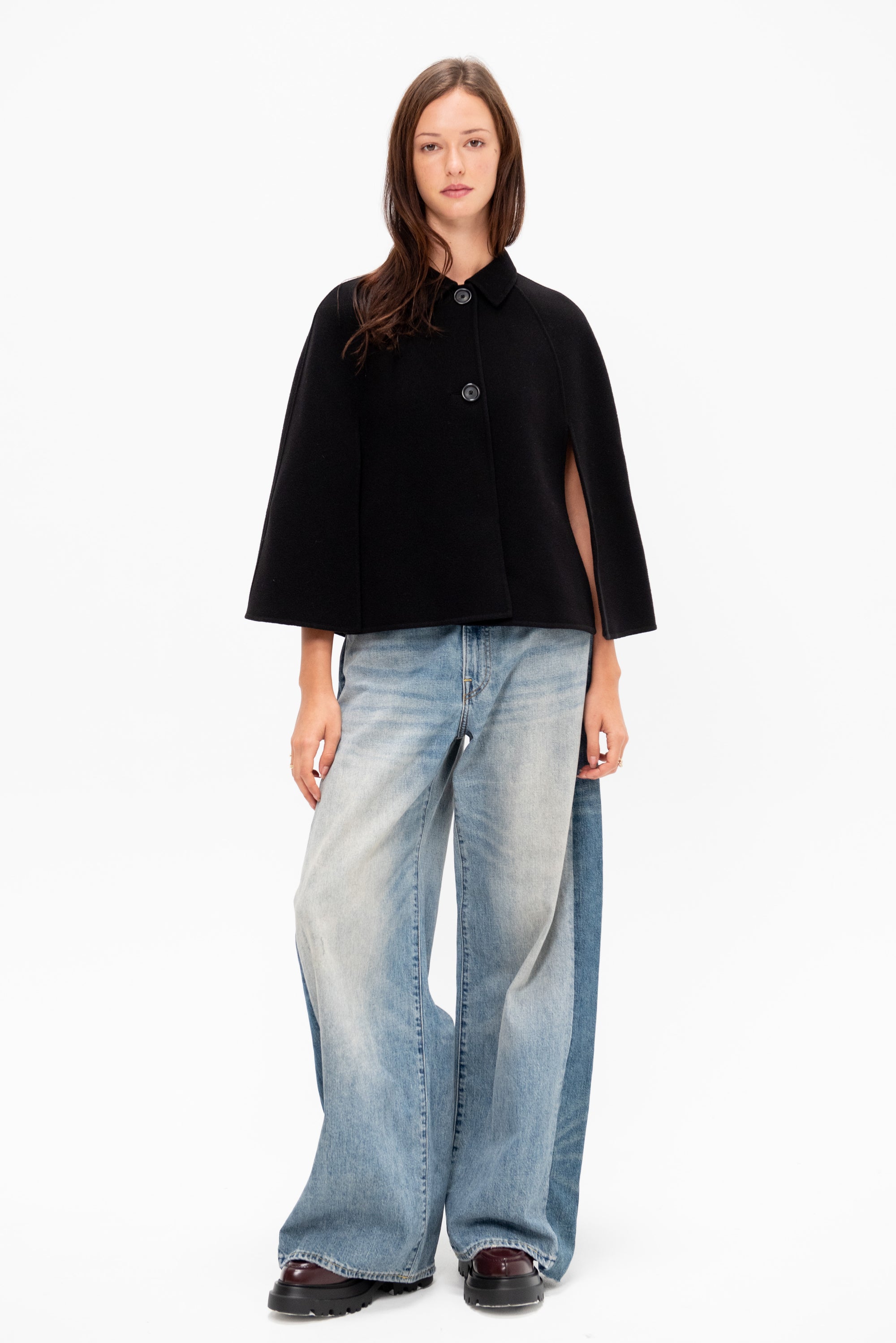 Spongy Double Face Cape, Jet Black