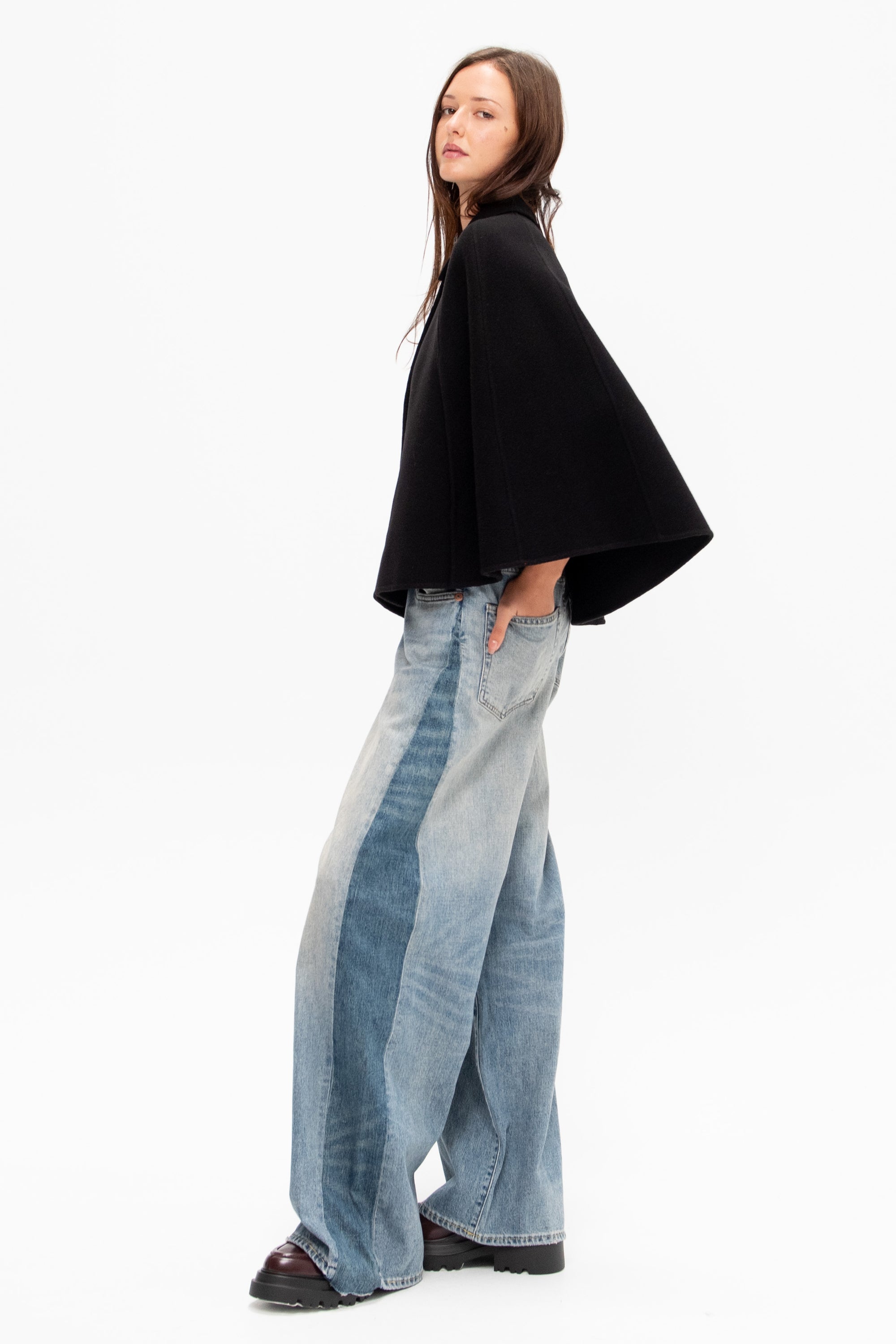Spongy Double Face Cape, Jet Black