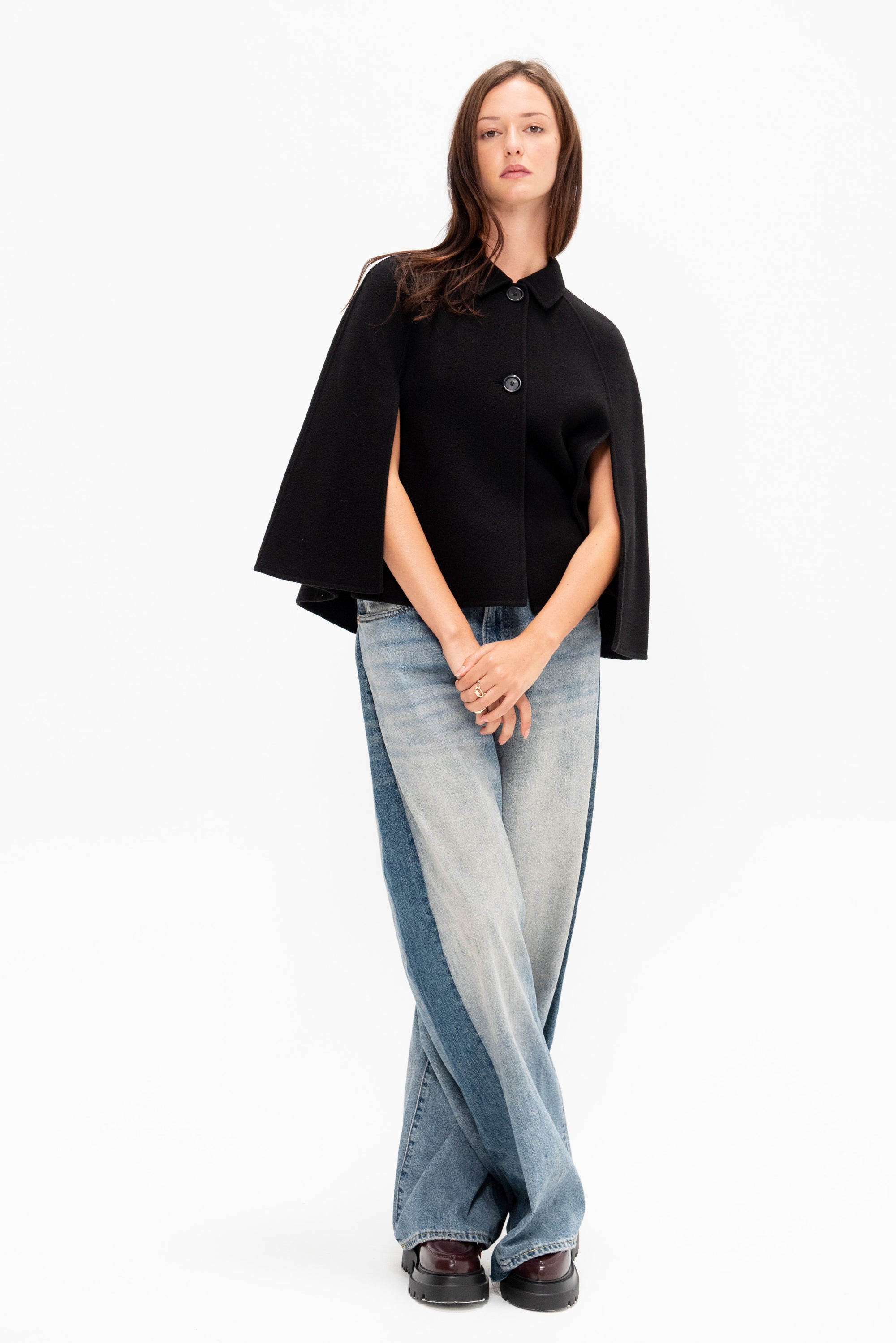 Spongy Double Face Cape, Jet Black