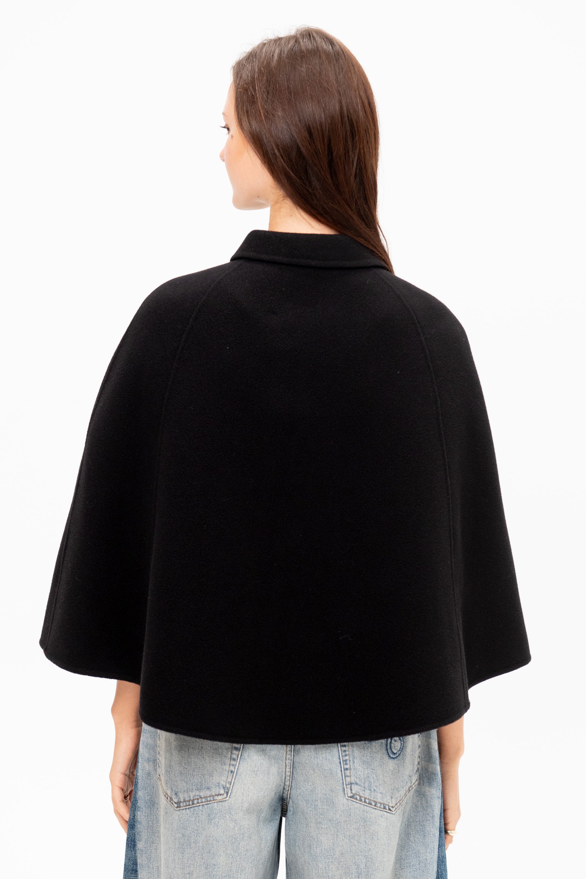 Spongy Double Face Cape, Jet Black