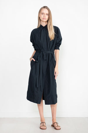 ODEEH - Long Sleeve Collared Dress, Navy