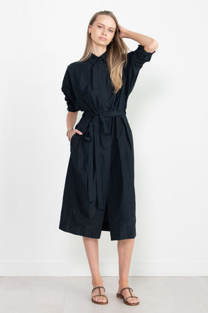 ODEEH - Long Sleeve Collared Dress, Navy