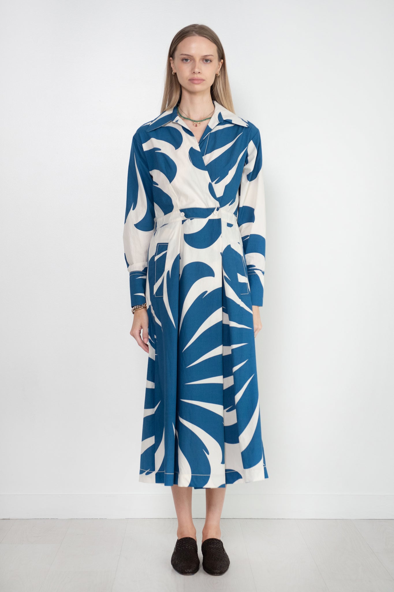 ODEEH - Print Dress, Mountain Blue