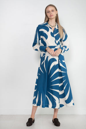 ODEEH - Print Dress, Mountain Blue