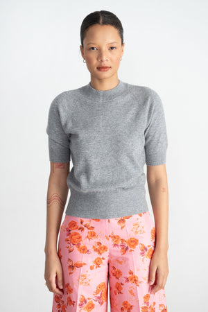 ODEEH - Light Cashmere Knit Pullover, Heather Grey