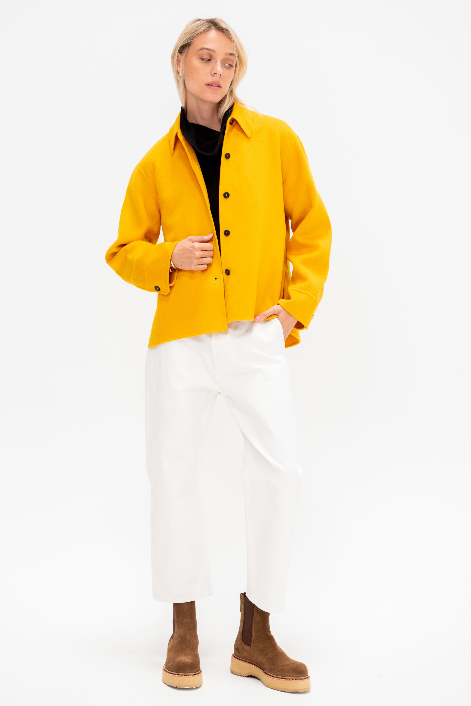 Wool Shirt, Jade Yellow