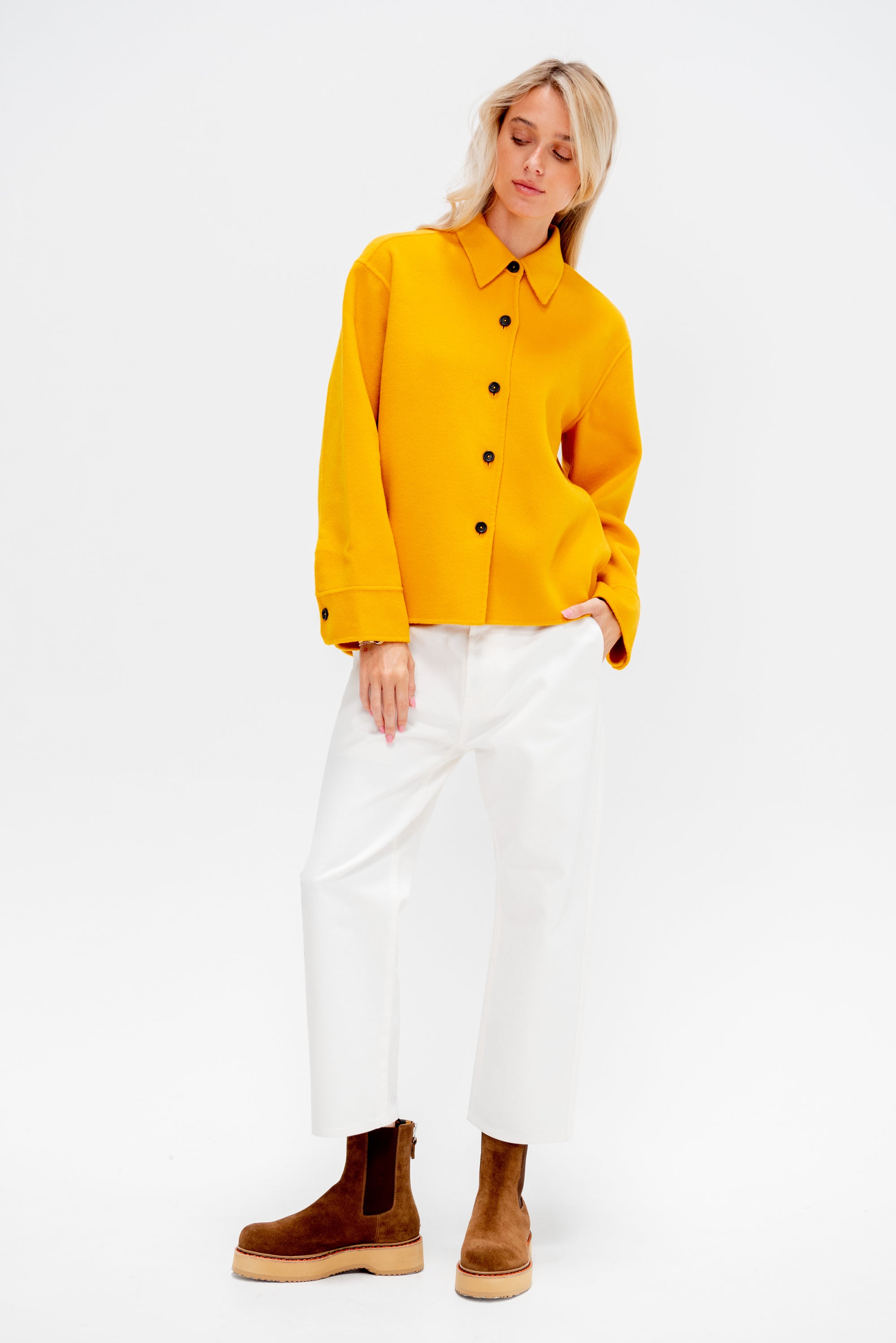 Wool Shirt, Jade Yellow