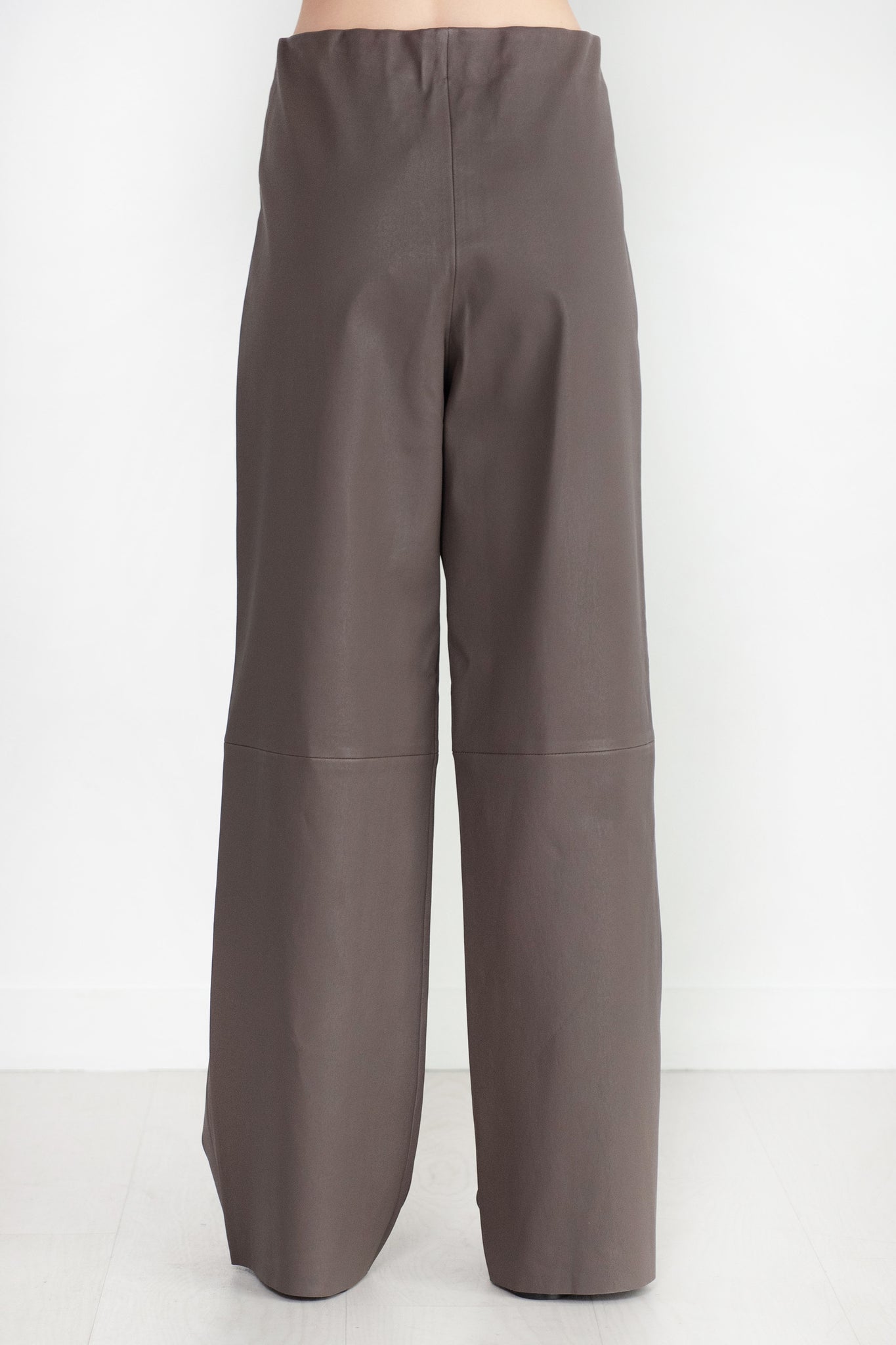 ODEEH - Nappa Stretch Leather Trousers, Olive-Brown