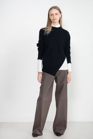 ODEEH - Nappa Stretch Leather Trousers, Olive-Brown