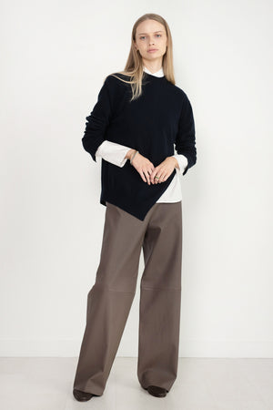 ODEEH - Nappa Stretch Leather Trousers, Olive-Brown
