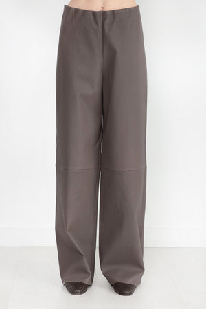 ODEEH - Nappa Stretch Leather Trousers, Olive-Brown