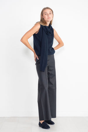 ODEEH - Nappa Stretch Leather Trousers, Navy-Black