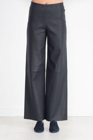 ODEEH - Nappa Stretch Leather Trousers, Navy-Black