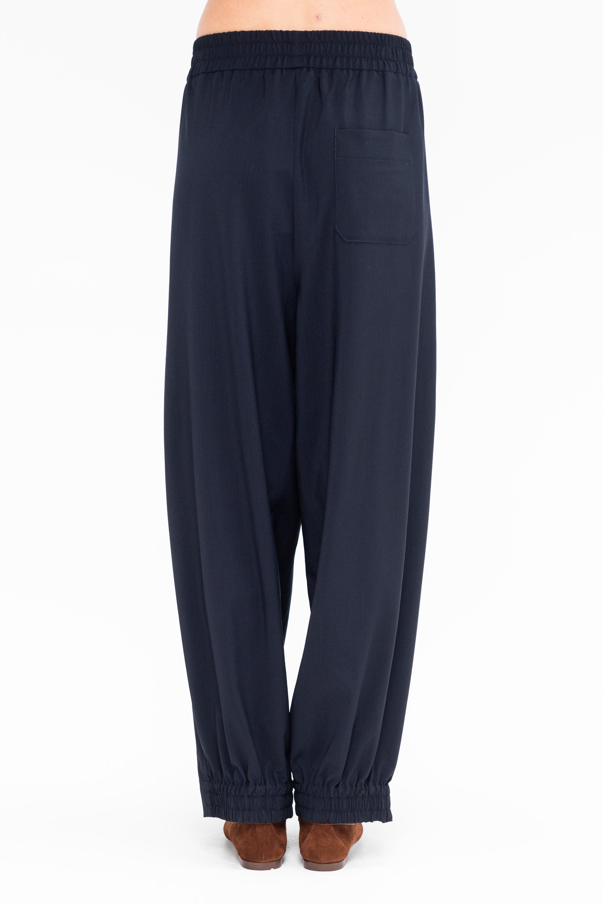 Elastic-Waist Pants, Navy