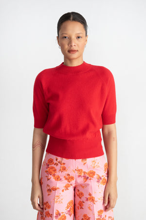 ODEEH - Light Cashmere Knit Pullover, True Red