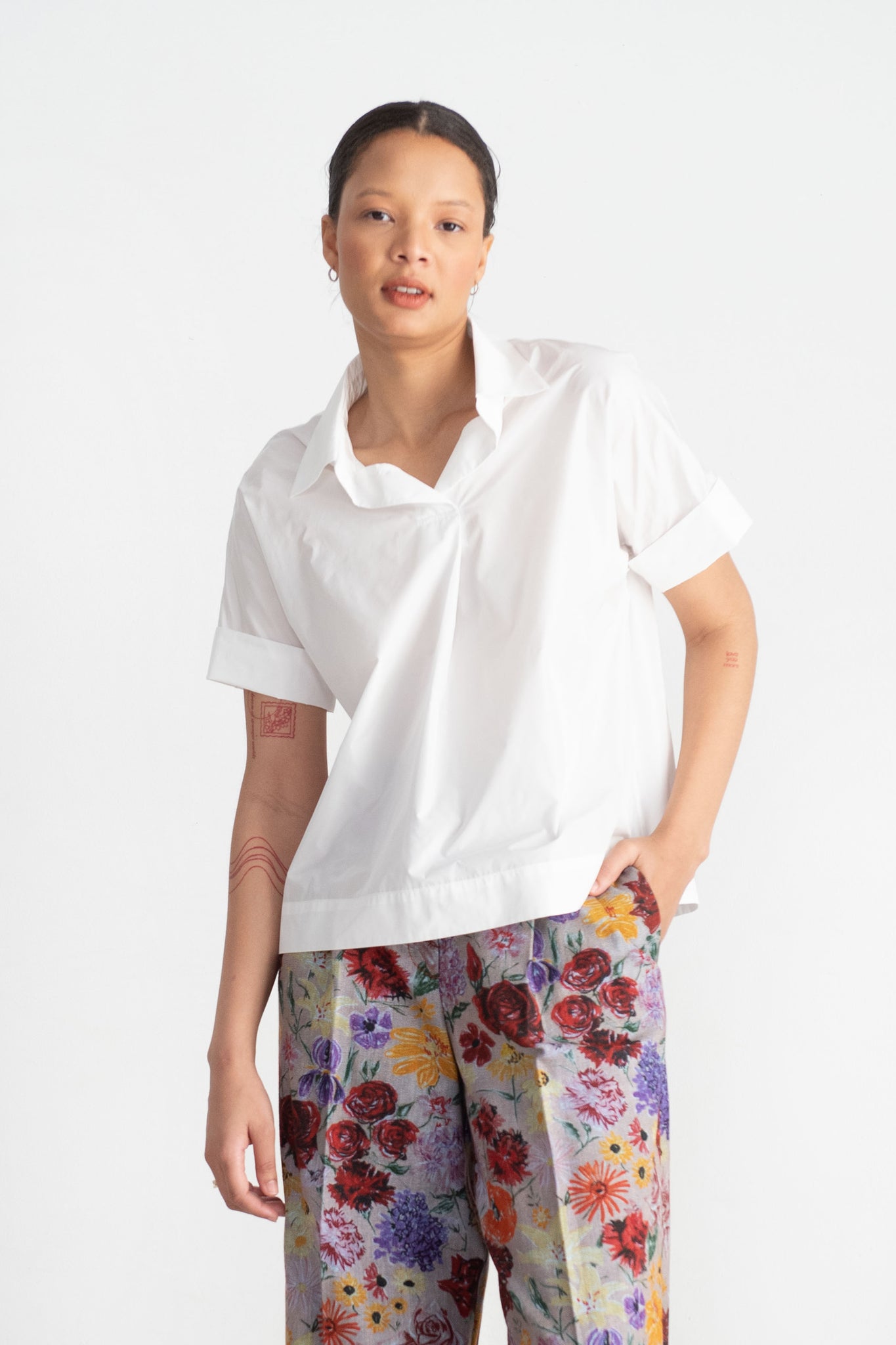 ODEEH - Short Sleeve Shirt, White