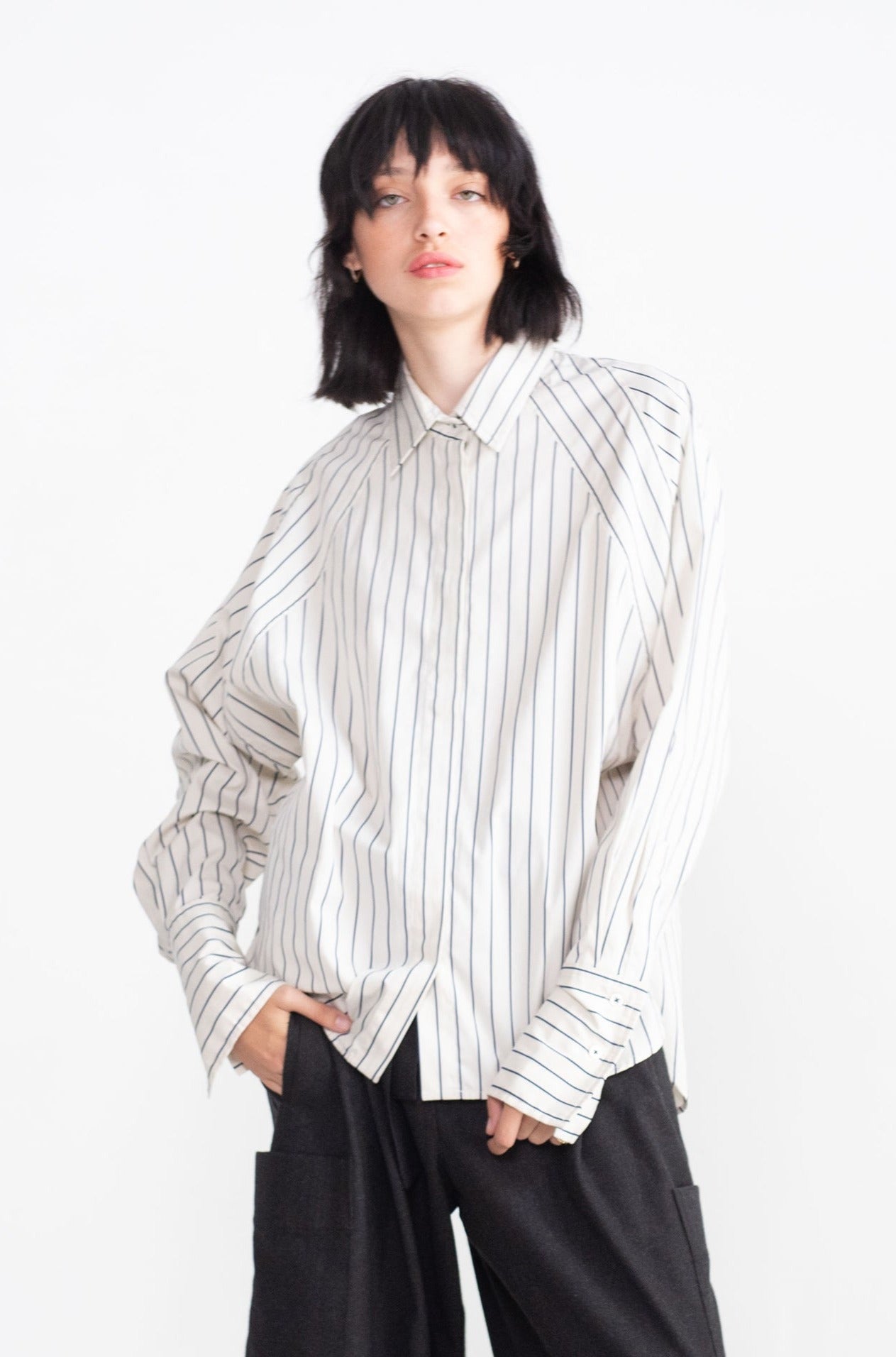 ODEEH - Striped Blouse, Milk