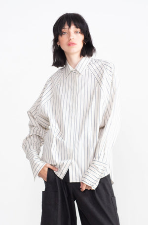 ODEEH - Striped Blouse, Milk