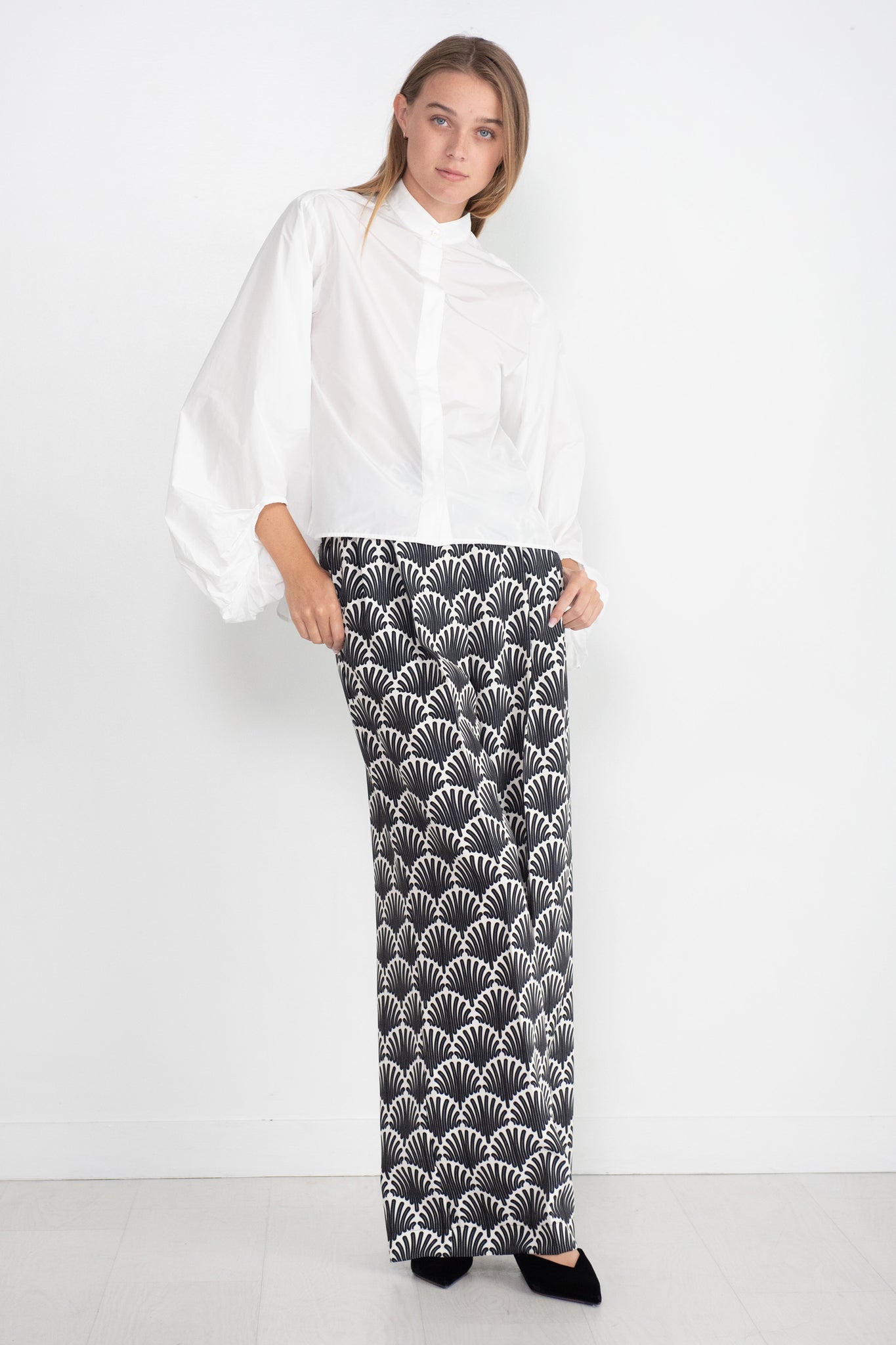 ODEEH - Balloon Sleeve Blouse, White