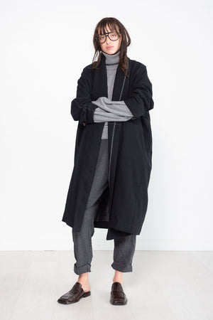 pas de calais - Wool Twill Duster Coat, Black