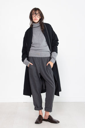 pas de calais - Wool Twill Duster Coat, Black
