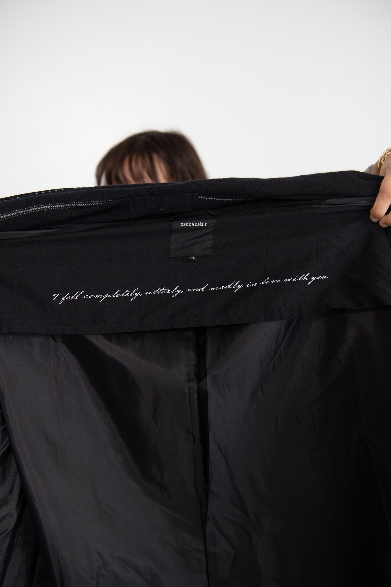 pas de calais - Wool Twill Duster Coat, Black