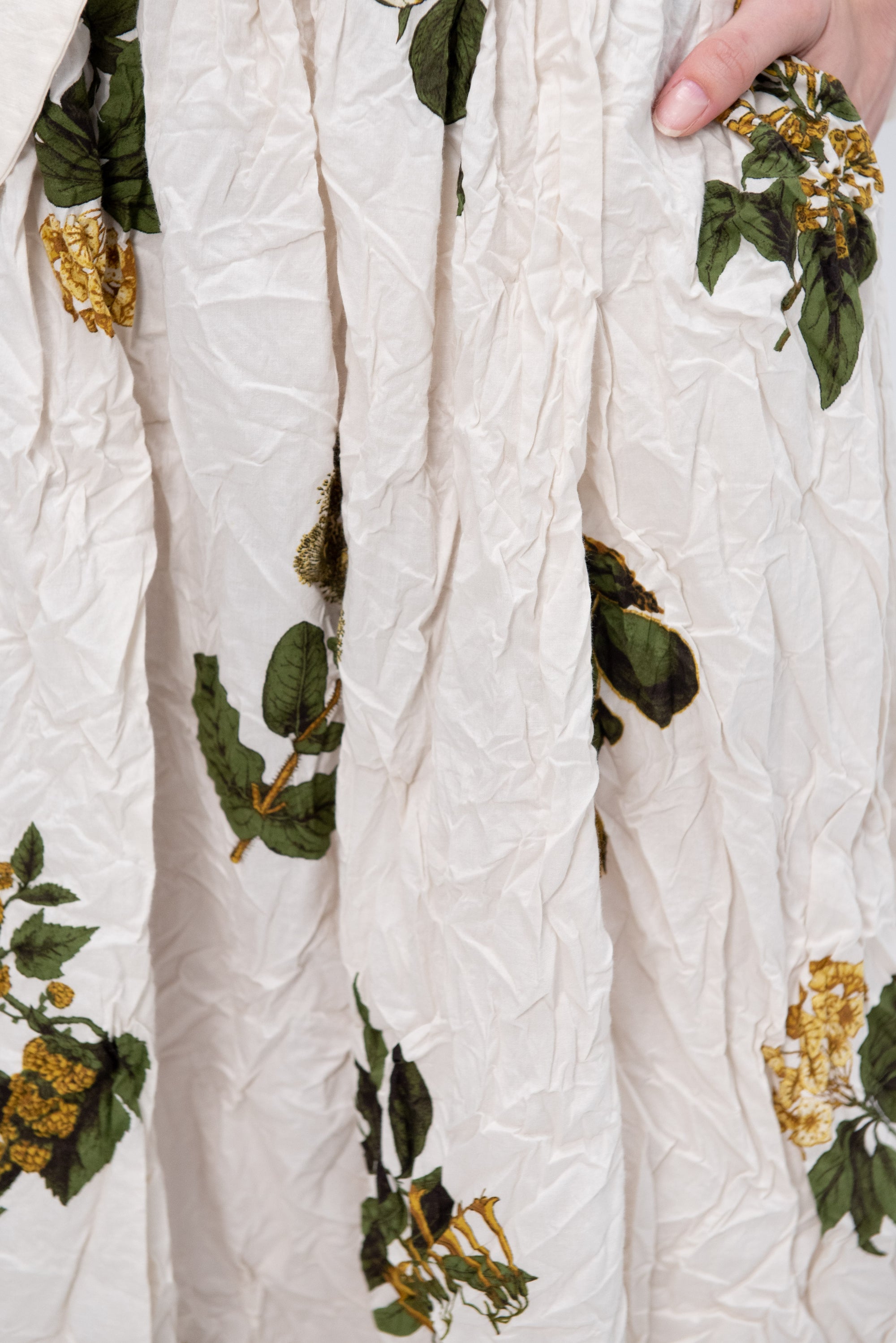 Summer Botanical Print Skirt, Ivory