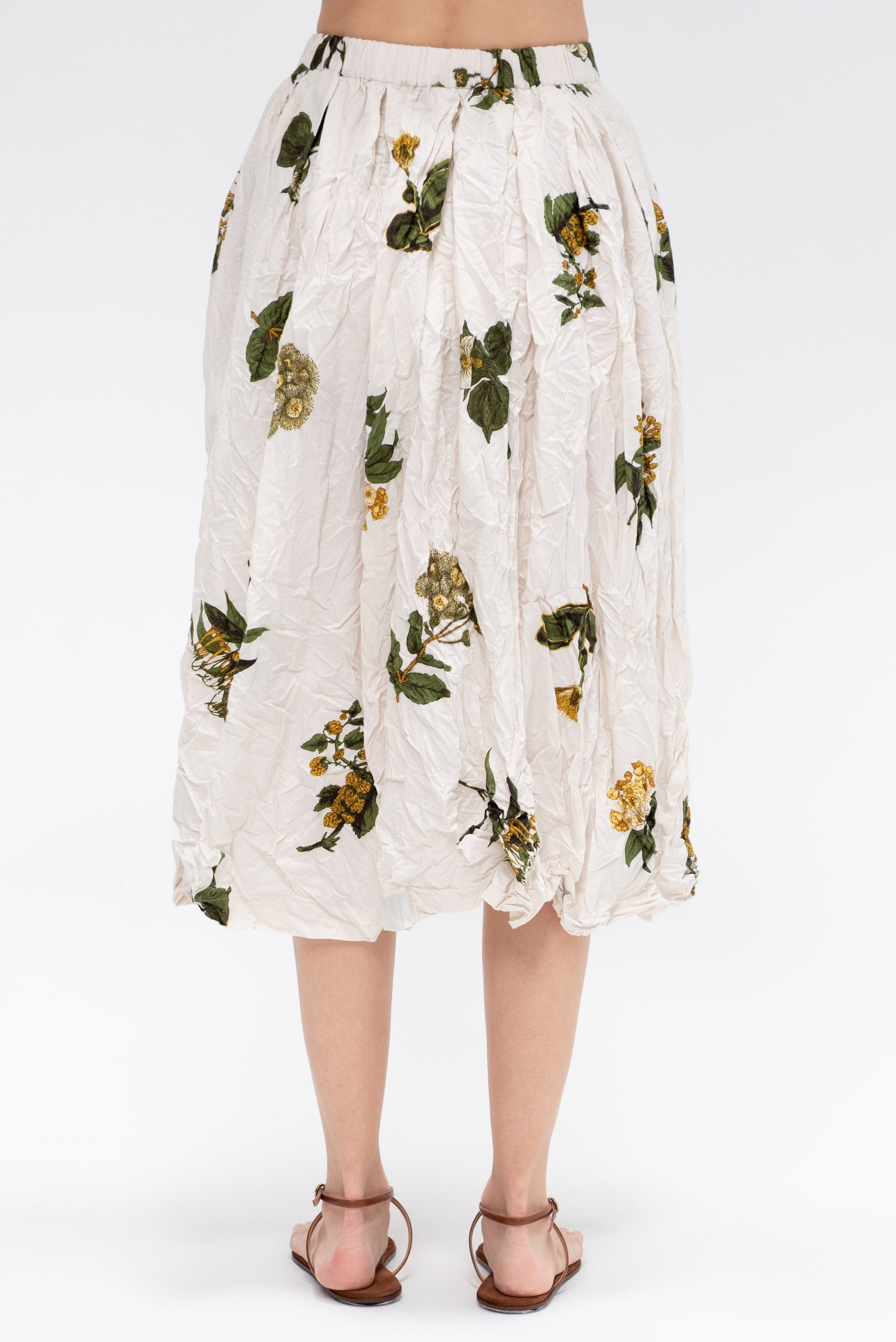 Summer Botanical Print Skirt, Ivory