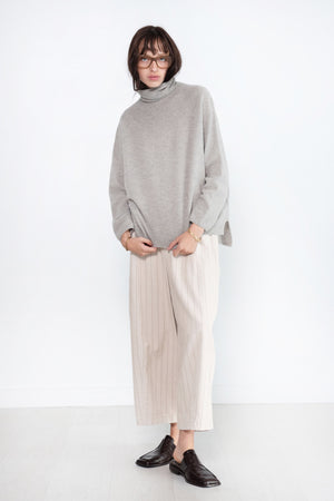 pas de calais - Fine Wool Loose High Neck Pullover, Grey